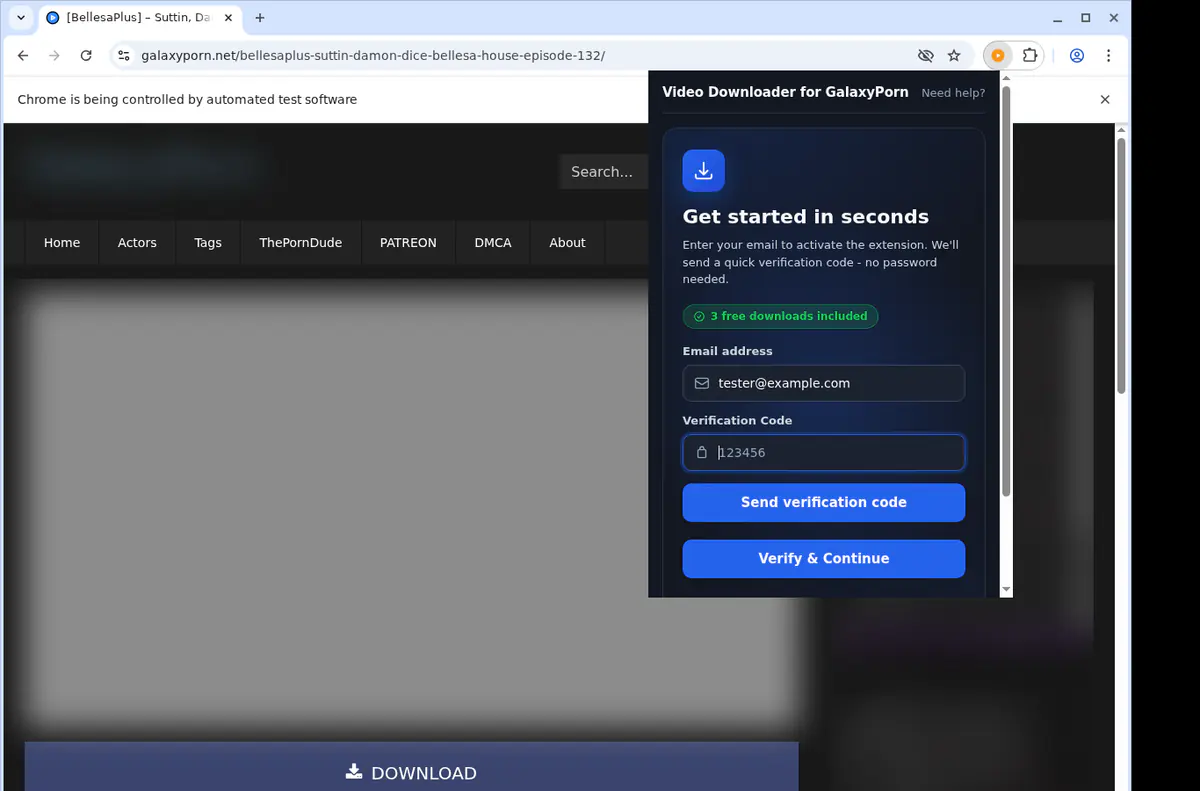 Galaxyporn Video Downloader browser extension screenshot 4